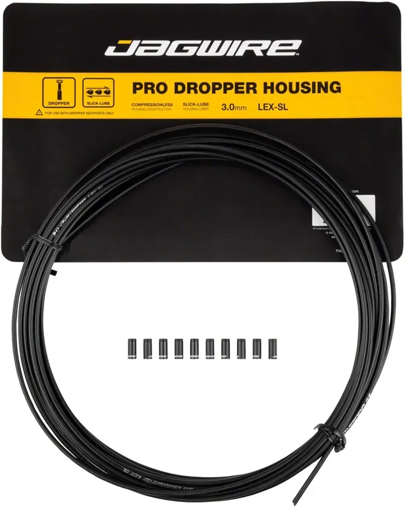 Jagwire Pro Dropper Housing 3mm 10m with 10 End Caps in Black